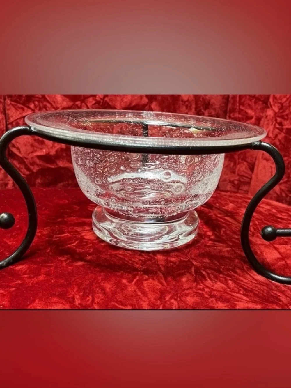 Southern Living Vintage Hand Blown Glass Pedestal Bowl Clear Candle Display